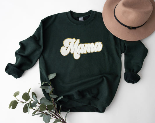 White Mama Chenille Patch